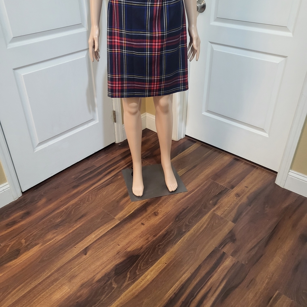 Talbots Navy Plaid Mini Skirt with Red & Yellow Stripes - Picture 2 of 10